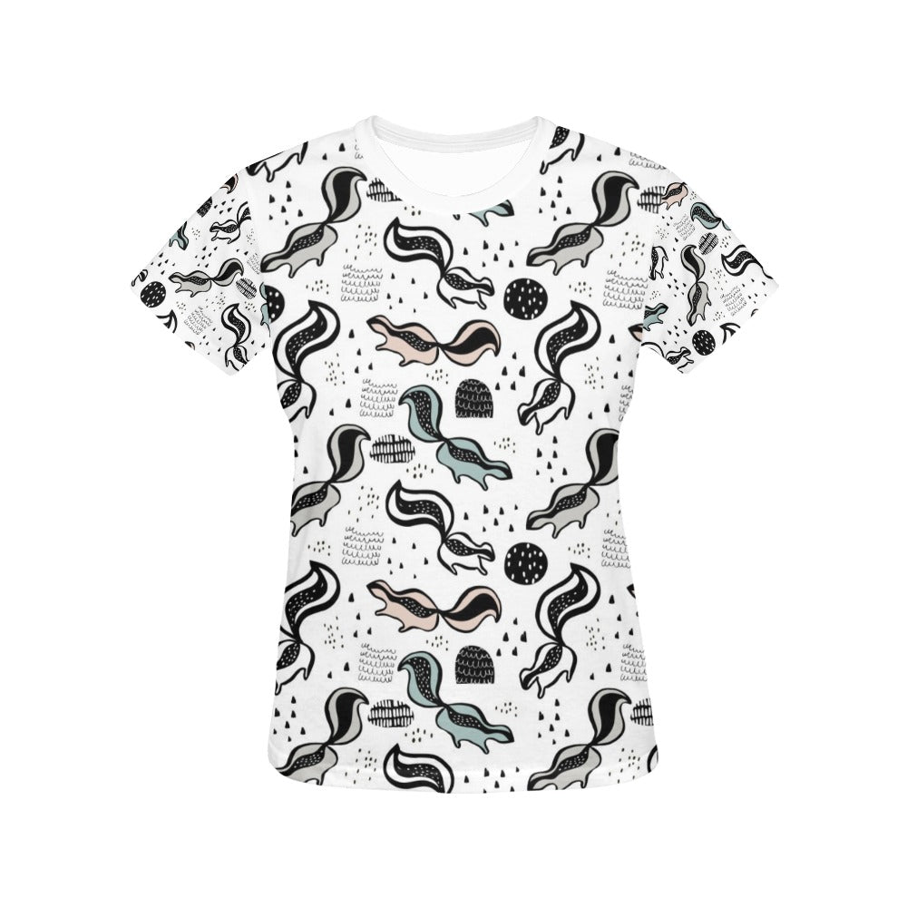 Skunk Print Design LKS303 Women's  T-shirt