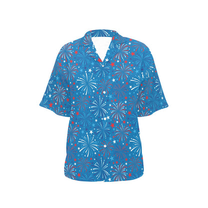 Firework Celebration Print Design LKS304 Women's Hawaiian Shirt