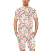 Floral Pink Butterfly Print Men's Romper