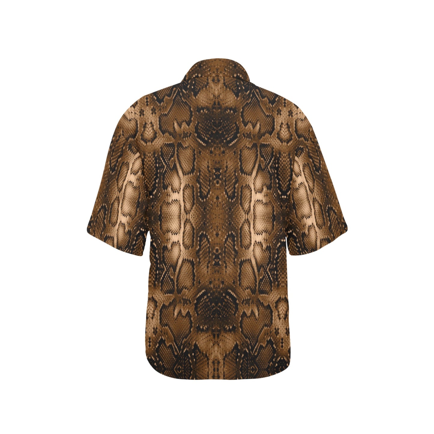 Snake Skin Brown Print Women's Hawaiian Shirt