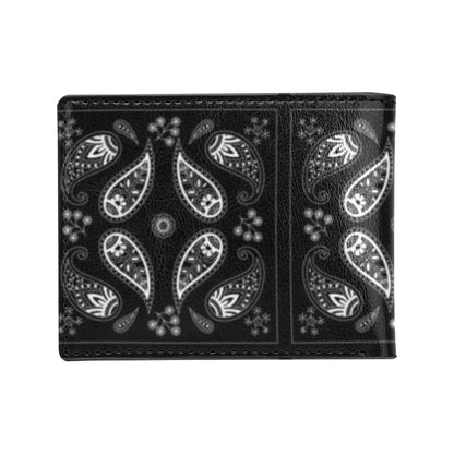Bandana Paisley Black Print Design LKS308 Men's ID Card Wallet