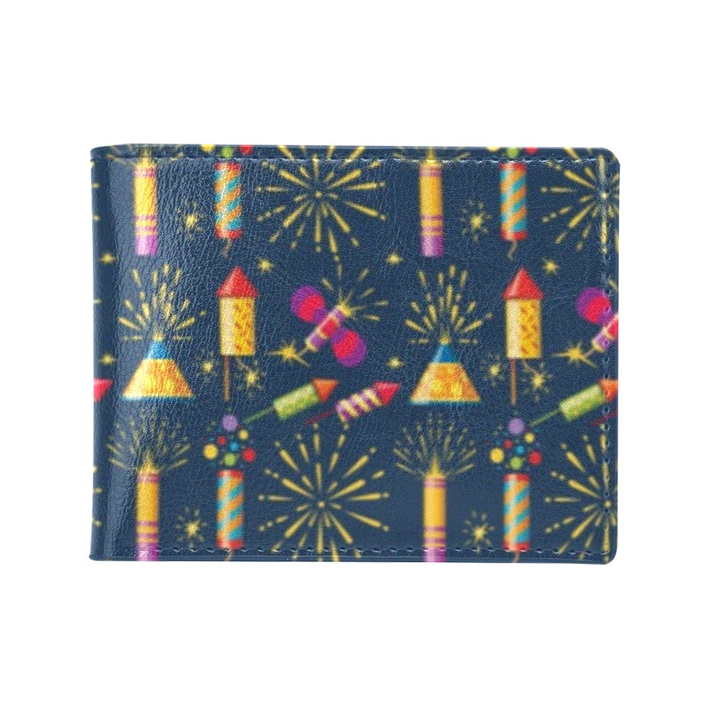 Firework Sparkling Rockets Print Design LKS306 Men's ID Card Wallet