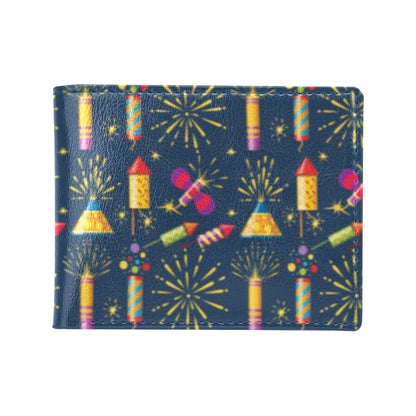 Firework Sparkling Rockets Print Design LKS306 Men's ID Card Wallet