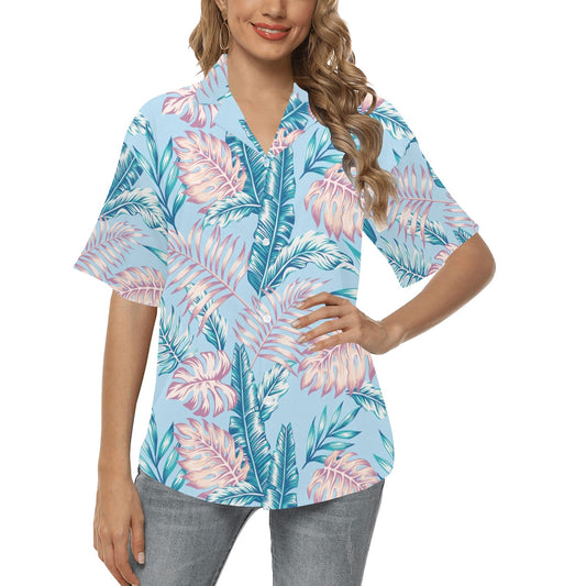Tropical Flower Pattern Print Design TF01 Women's Hawaiian Shirt