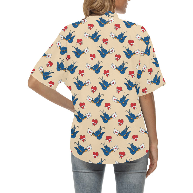 Swallow Bird Pattern Print Design 05 Women's Hawaiian Shirt