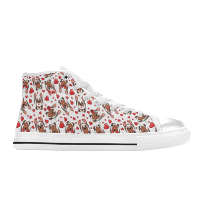 Silky Terriers Heart Print Design LKS302 High Top Women's White Shoes