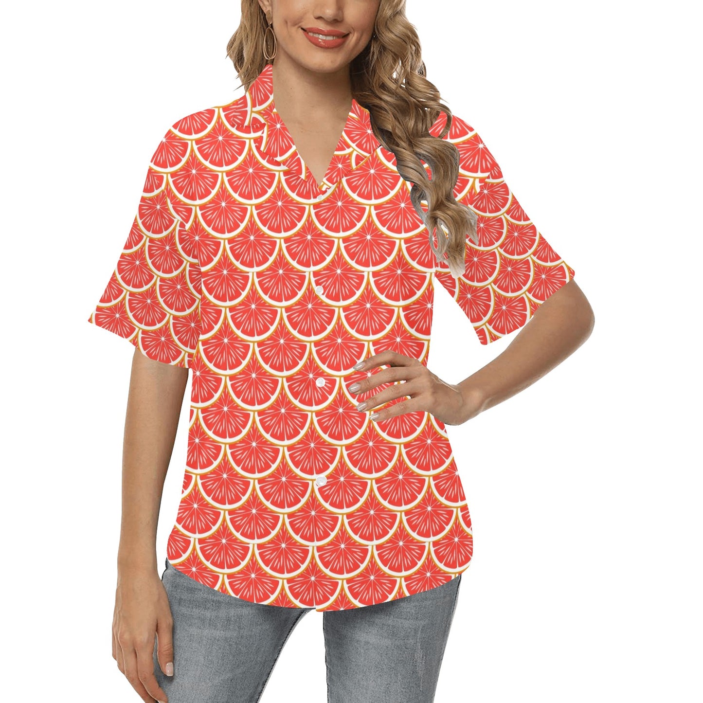 Grapefruit Pattern Print Design GF07 Women's Hawaiian Shirt