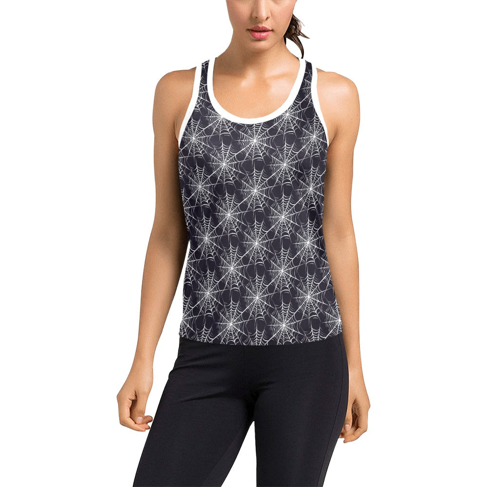Spider Web Print Design LKS303 Women's Racerback Tank Top