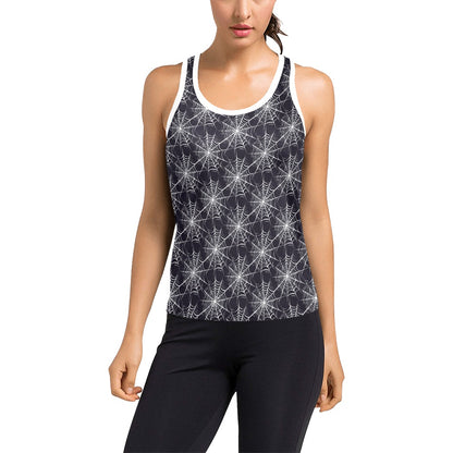 Spider Web Print Design LKS303 Women's Racerback Tank Top