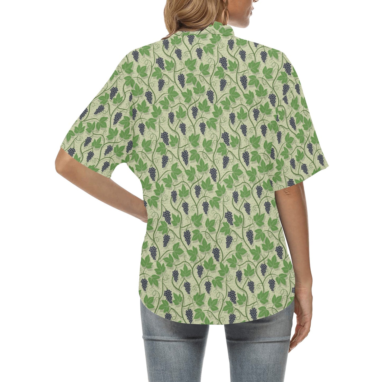 Wine Grape Thmed Print Women's Hawaiian Shirt