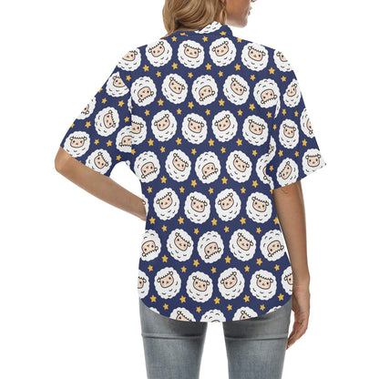 Sheep Print Design LKS402 Women's Hawaiian Shirt