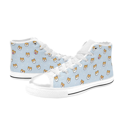 Shiba Inu Print Design LKS3012 High Top Women's White Shoes