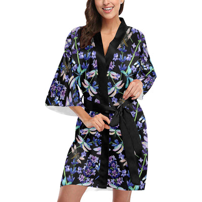 Lavender Dragonfly Pattern Print Design LV03 Women Kimono Robe