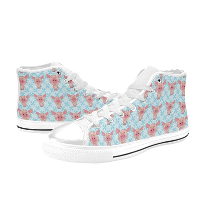 Pig Print Design LKS402 High Top Women's White Shoes