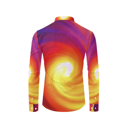 Vortex Twist Swirl Flame Themed Men's Long Sleeve Shirt