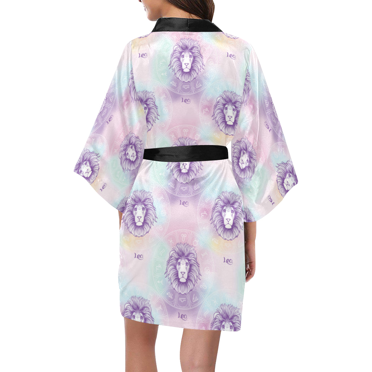 Leo Pattern Print Design 03 Women's Short Kimono