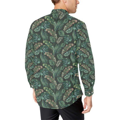 Banana Leaf Pattern Print Design 05 Men's Long Sleeve Shirt