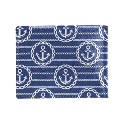 Anchor Stripe Pattern Men's ID Card Wallet