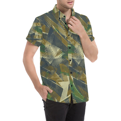 Military Camouflage Pattern Print Design 01 Men's Short Sleeve Button Up Shirt