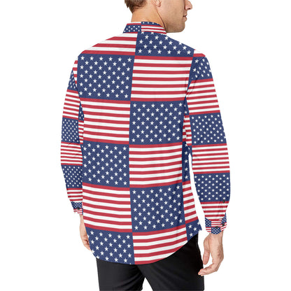 Patriotic US Flag Pattern Print Design A03 Men's Long Sleeve Shirt