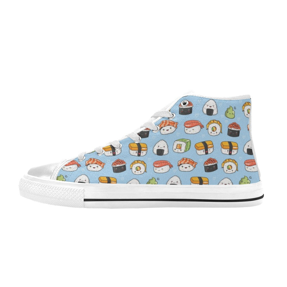 Sushi Print Design LKS303 High Top Women's White Shoes