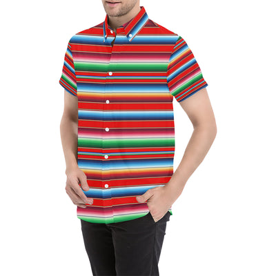 Serape Print Men's Short Sleeve Button Up Shirt