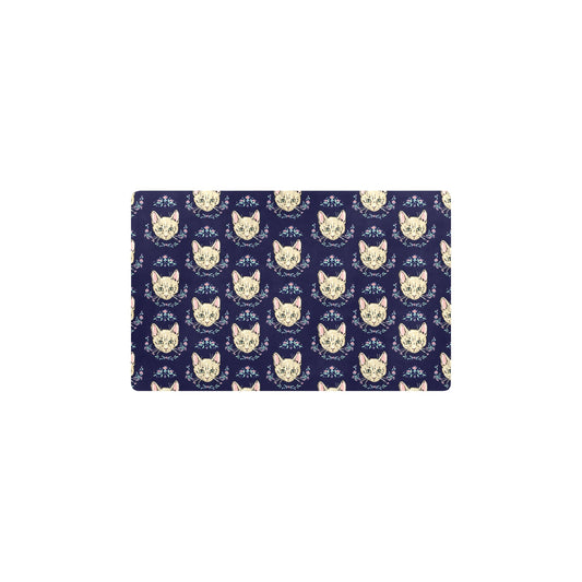 Cat Head with flower Print Pattern Kitchen Mat