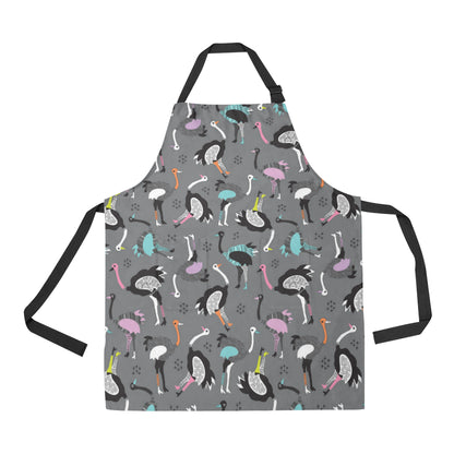 Ostrich Pattern Print Design 01 Apron with Pocket