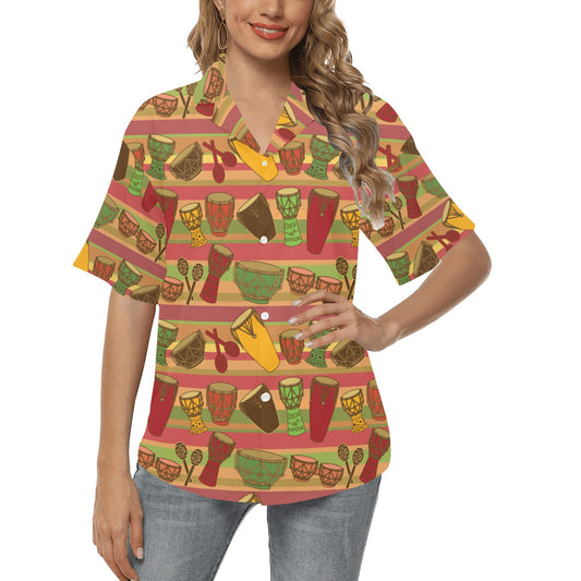 Percussion Pattern Print Design 01 Women's Hawaiian Shirt