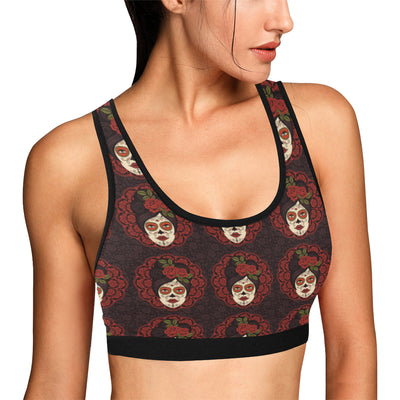 Day of the Dead Mexican Girl Sports Bra