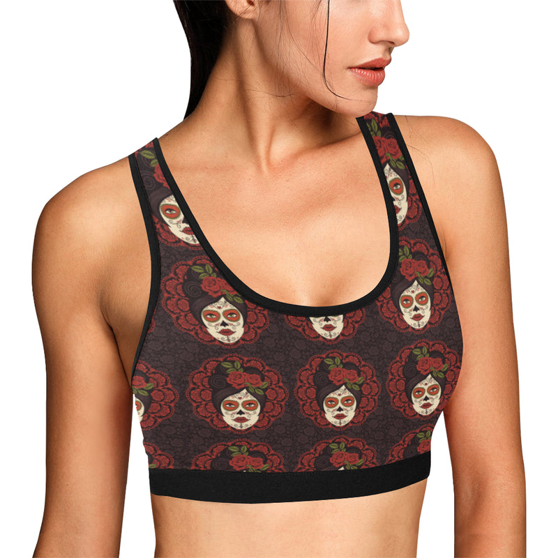 Day of the Dead Mexican Girl Sports Bra