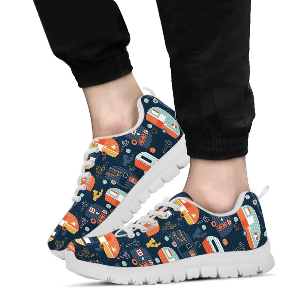Camper Caravan Print Pattern Sneakers White Bottom Shoes