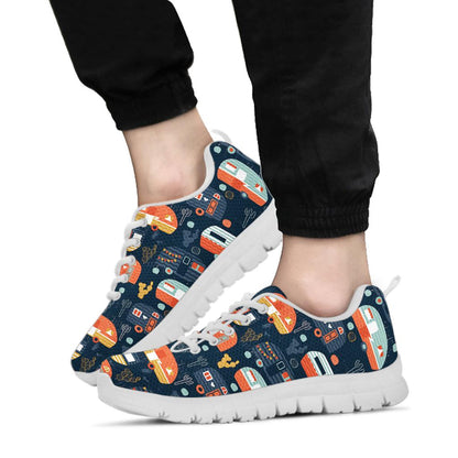 Camper Caravan Print Pattern Sneakers White Bottom Shoes