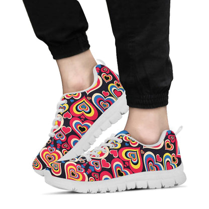 Heart Pattern Print Design HE08 Sneakers White Bottom Shoes