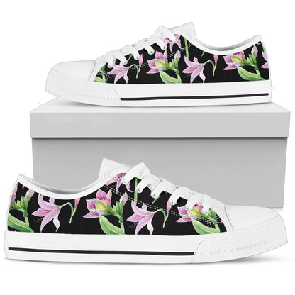 Amaryllis Pattern Print Design AL08 White Bottom Low Top Shoes