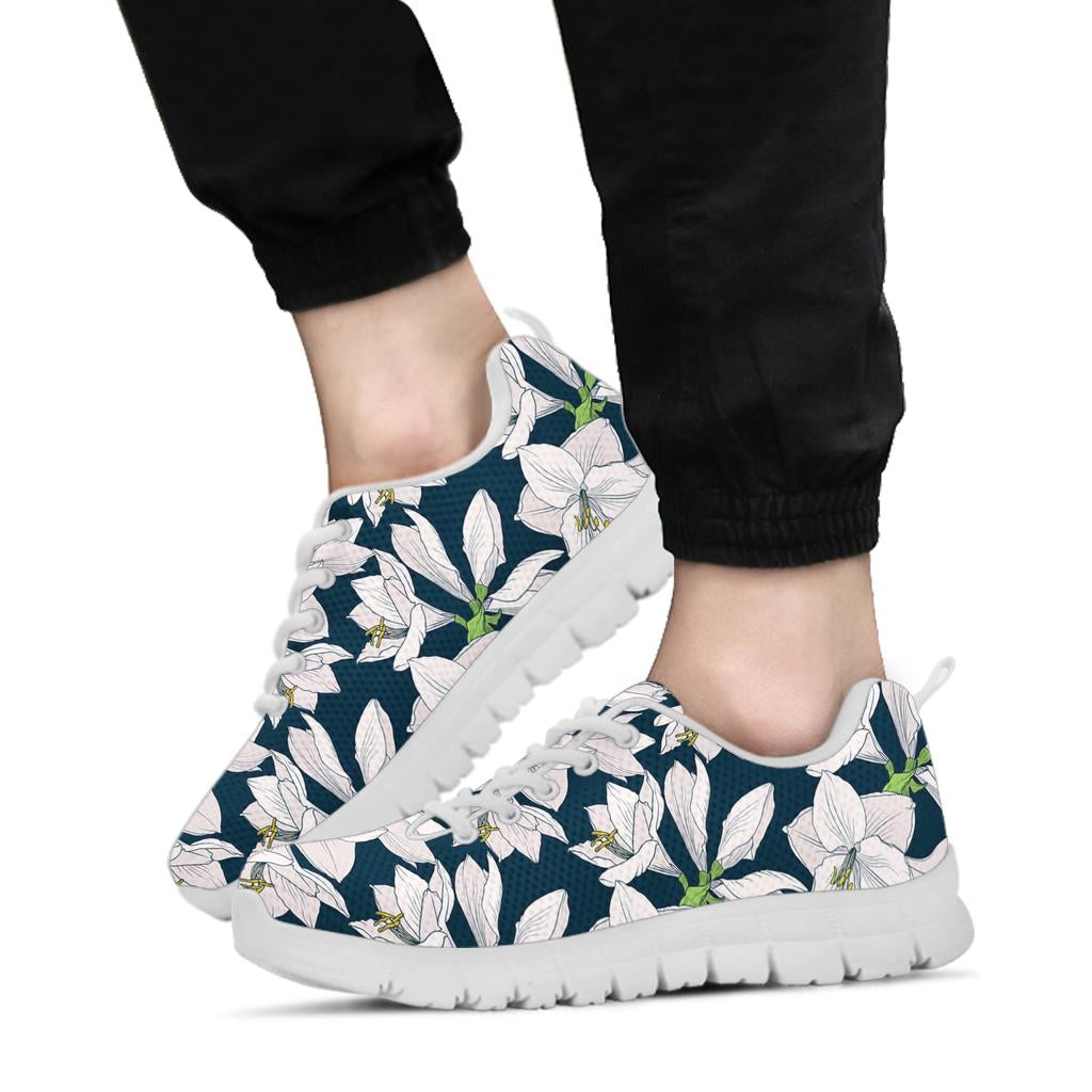 Amaryllis Pattern Print Design AL02 Sneakers White Bottom Shoes