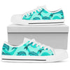 Dolphin Wave Print White Bottom Low Top Shoes