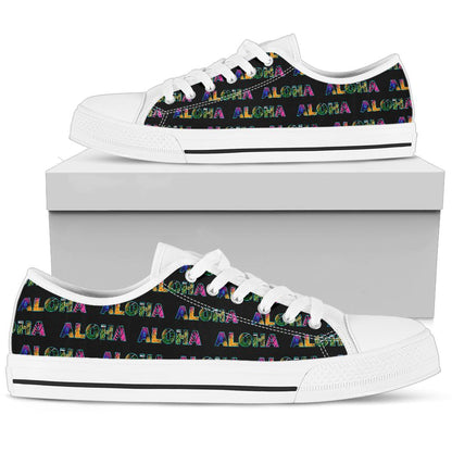 Aloha Hawaii Neon White Bottom Low Top Shoes