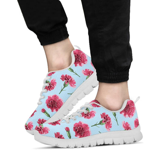 Carnations Pattern Print Design CN01 Sneakers White Bottom Shoes