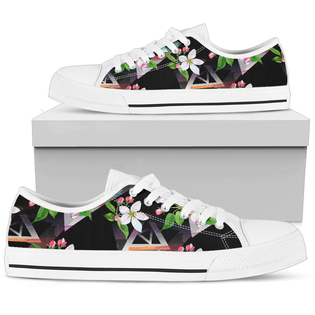 Apple blossom Pattern Print Design AB07 White Bottom Low Top Shoes