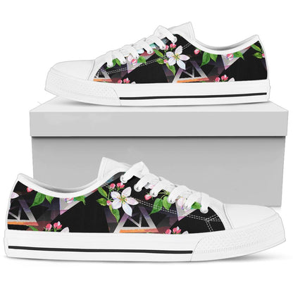 Apple blossom Pattern Print Design AB07 White Bottom Low Top Shoes