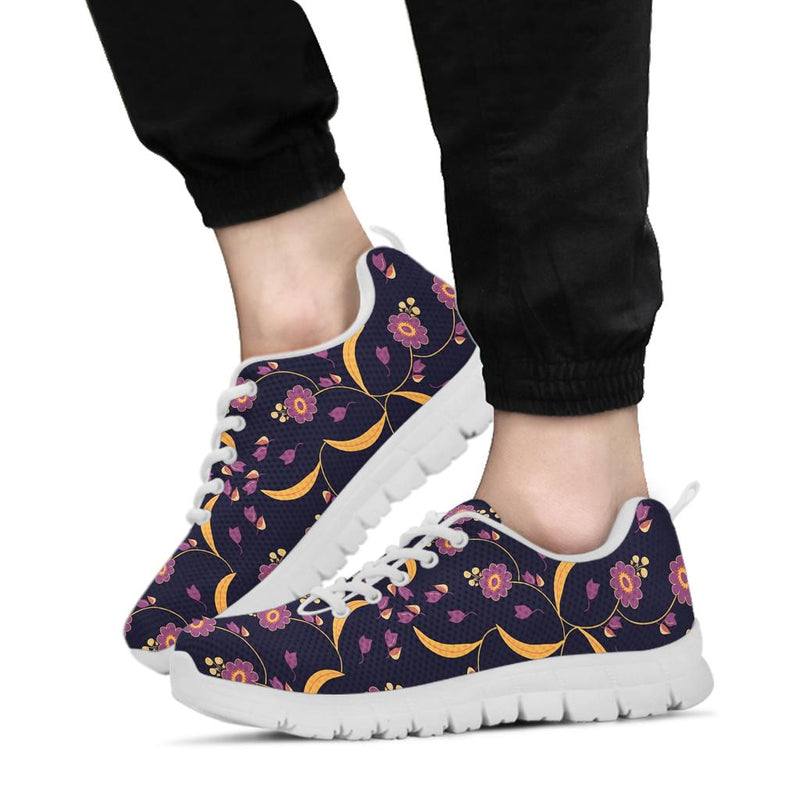 Anemone Pattern Print Design AM012 Sneakers White Bottom Shoes