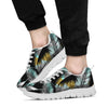 Gold Glitter Cyan Tropical Palm Leaves Sneakers White Bottom Shoes