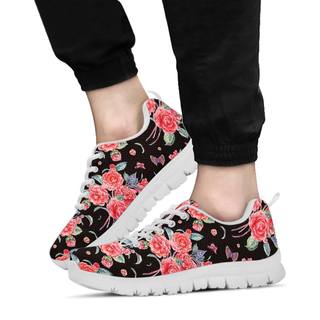 Camellia Pattern Print Design CM03 Sneakers White Bottom Shoes
