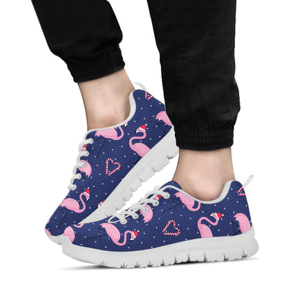 Flamingo Christmas Sneakers White Bottom Shoes