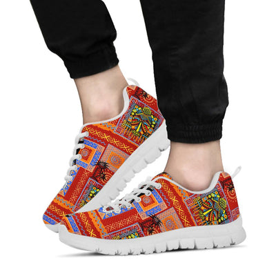 African Print Pattern Sneakers White Bottom Shoes