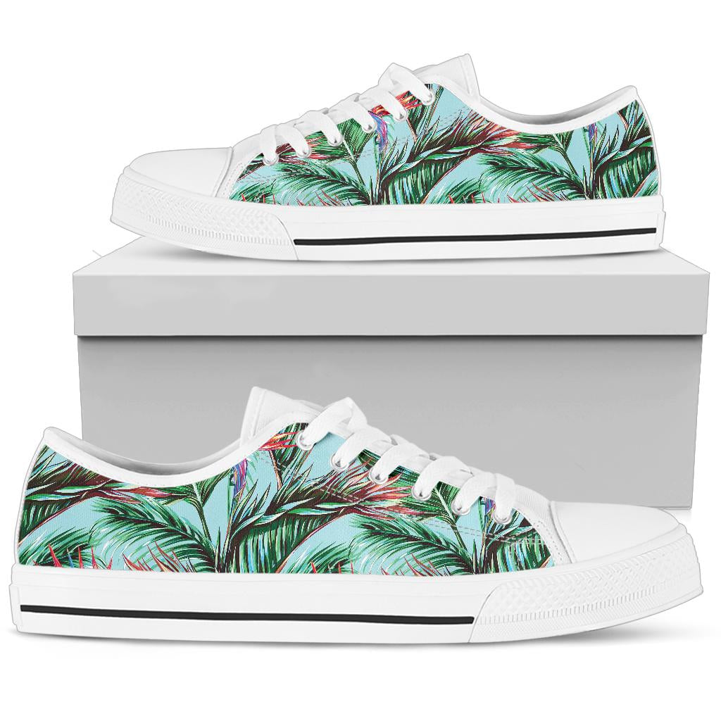 Bird Of Paradise Pattern Print Design BOP01 White Bottom Low Top Shoes