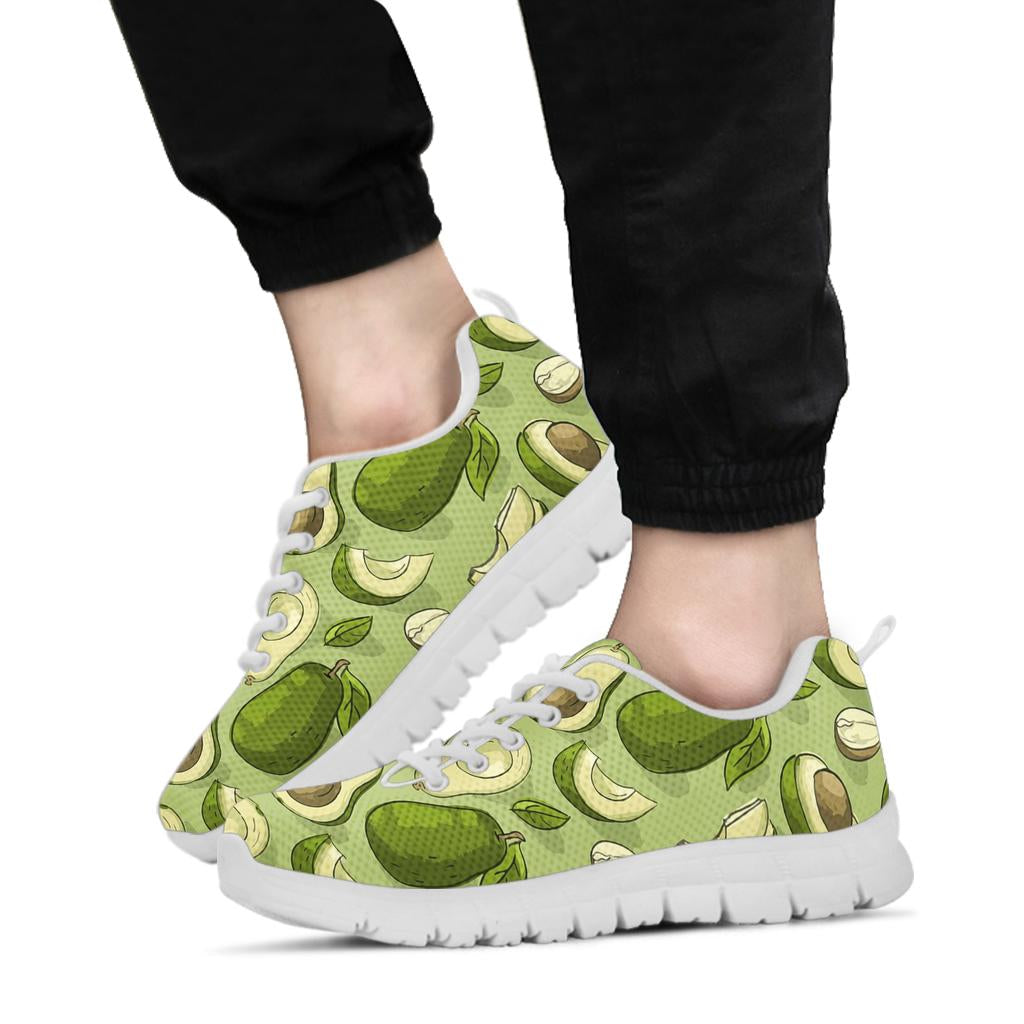 Avocado Pattern Print Design AC03 Sneakers White Bottom Shoes