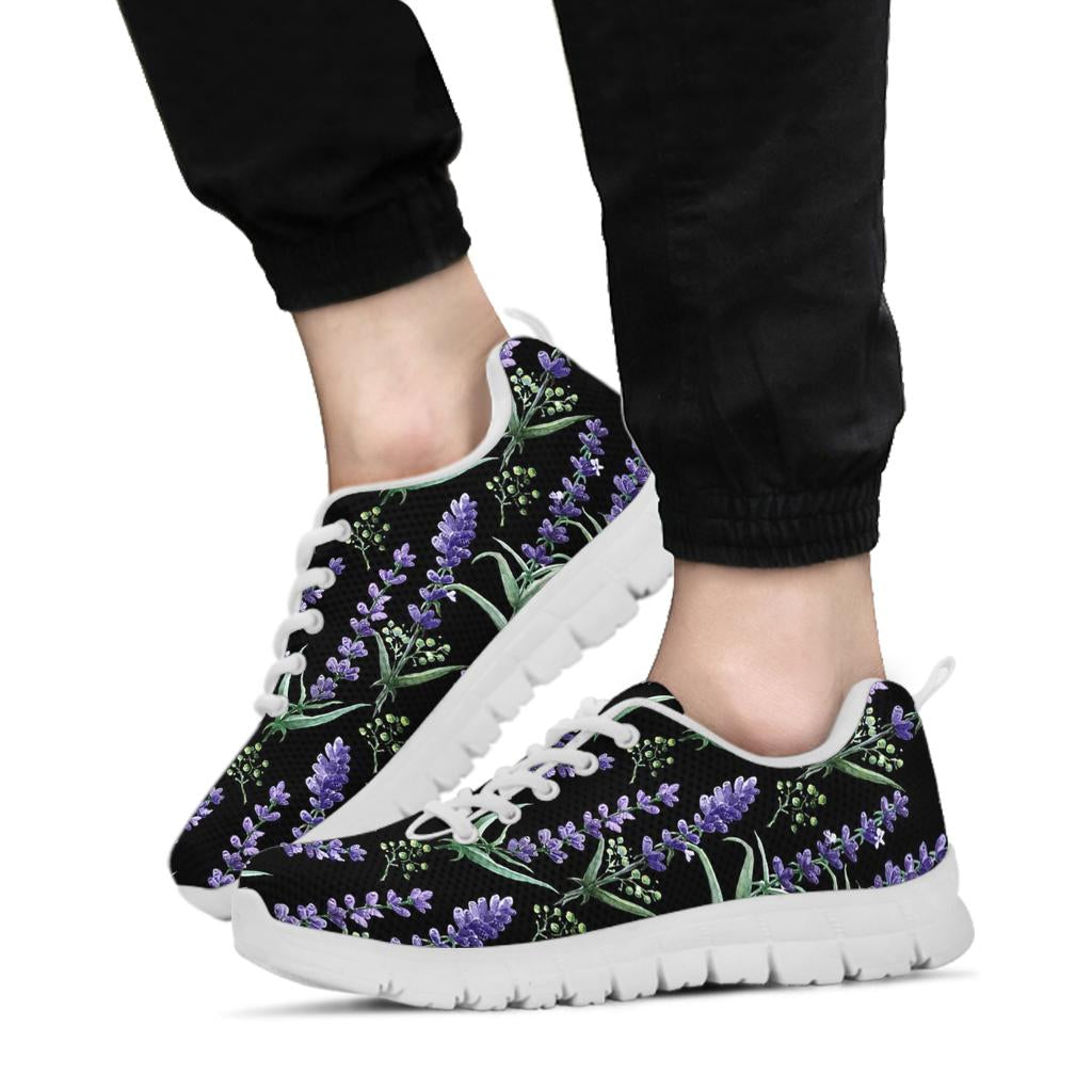 Lavender Pattern Print Design LV01 Sneakers White Bottom Shoes