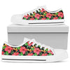 Red Hibiscus Pattern Print Design HB07 White Bottom Low Top Shoes